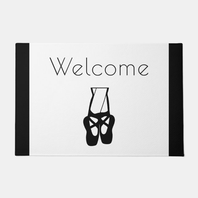 Niedliche Black Ballet Slippers und Pointe Empfang Fußmatte (Vorderseite)