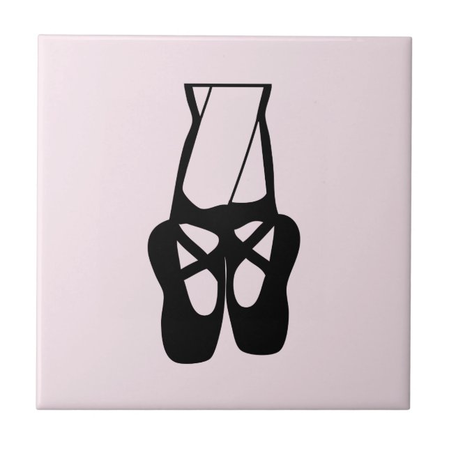 Niedliche Black Ballet Slippers und Pointe Fliese (Vorderseite)