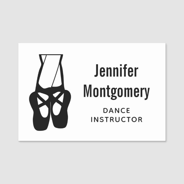 Niedliche Black Ballet Slippers und Pointe Namensschild (Vorderseite)