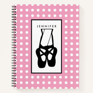 Niedliche Black Ballet Slippers und Pointe Notizbuch