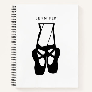 Niedliche Black Ballet Slippers und Pointe Notizbuch
