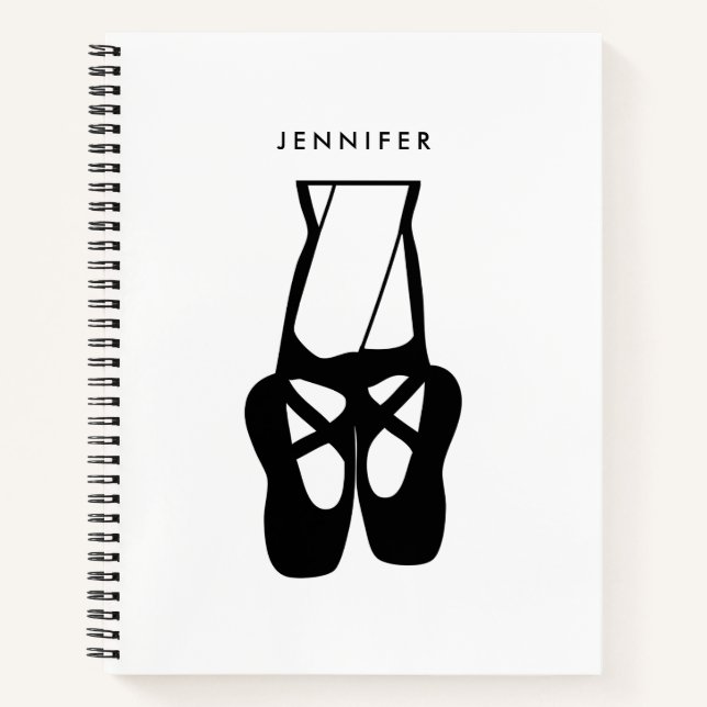 Niedliche Black Ballet Slippers und Pointe Notizbuch (Vorderseite)