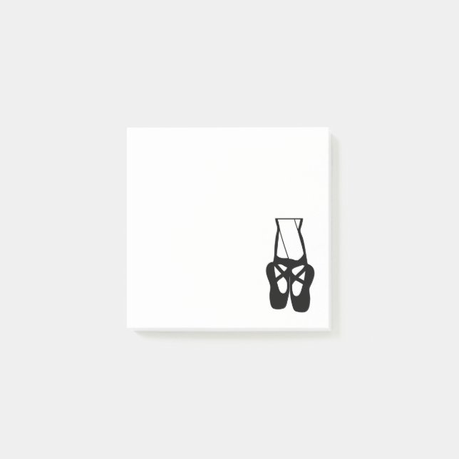 Niedliche Black Ballet Slippers und Pointe Post-it Klebezettel (Vorderseite)