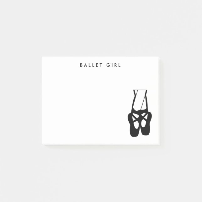 Niedliche Black Ballet Slippers und Pointe Post-it Klebezettel (Vorderseite)