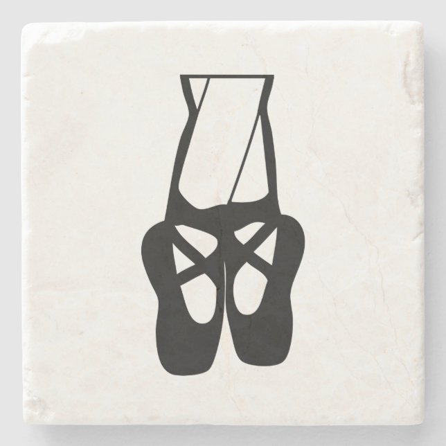 Niedliche Black Ballet Slippers und Pointe Steinuntersetzer (Vorderseite)