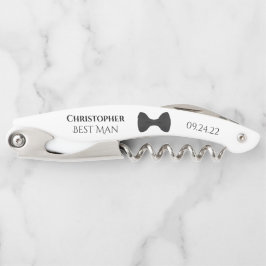 Niedliche Black Bow Krawatte & Name Trauzeuge Hoch Kellnermesser