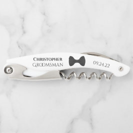Niedliche Black Bow Krawatte & Name Trauzeuge Hoch Kellnermesser