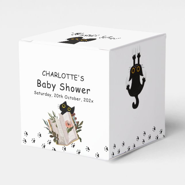 Niedliche Black Cat and Book Baby Dusche Geschenkschachtel (Vorderseite)