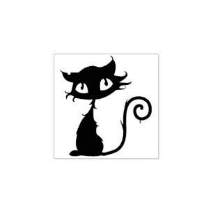 Niedliche Black Cat Big Eyes Halloween Rubber-Brie Gummistempel