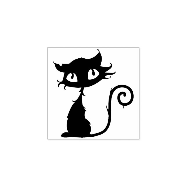 Niedliche Black Cat Big Eyes Halloween Rubber-Brie Gummistempel (Prägung)