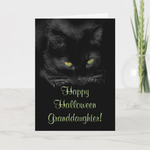 Niedliche Black Cat Halloween-Enkeltochterkarte Karte