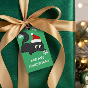Niedliche Black Cat Meowy Weihnachtsgeschenk Tags Geschenkanhänger