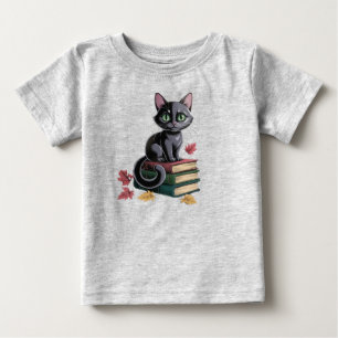 Niedliche Black Cat on Books Kleinkind T - Shirt