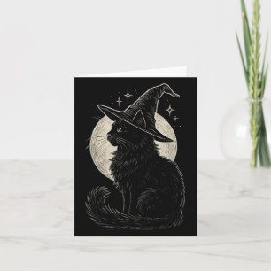 Niedliche Black Cat Witze Hat Moon Retro Coquette  Karte