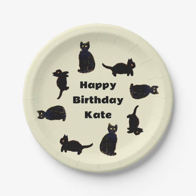 Niedliche Black Cats Kitty Custom Pappteller (Vorderseite)