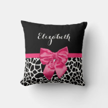 Niedliche Black Giraffe Print Girly Pink Bow und N