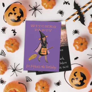 Niedliche Black-Hexe-Geburtstagsparty Einladung