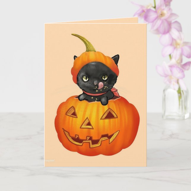 Niedliche Black Kitten-Karte Karte (Orchidee)