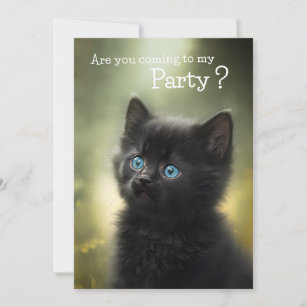 Niedliche Black Kitten Unwiderstehliche Party Einl Einladung