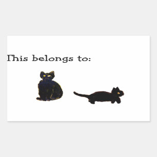 Niedliche Black Kitty Cats Rechteckiger Aufkleber