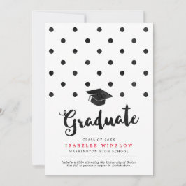 Niedliche Black Polka Dots Graduation Cap Ankündigung