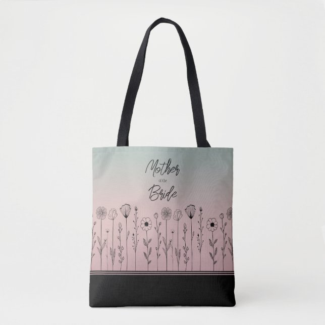 Niedliche Black Rose Gold Blume Doodles Bridal Tasche (Vorderseite)