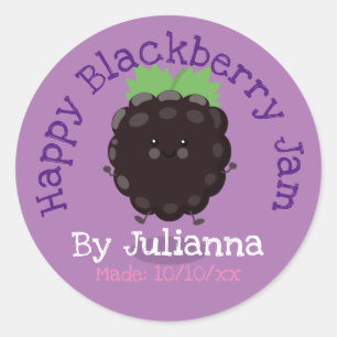Niedliche BlackBerry-Konfitam-Cartoon-Illustration Runder Aufkleber