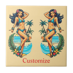 Niedliche Blackhaired Bikini Beach Girl Thunder_Co Fliese