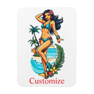 Niedliche Blackhaired Bikini Beach Girl Thunder_Co Magnet