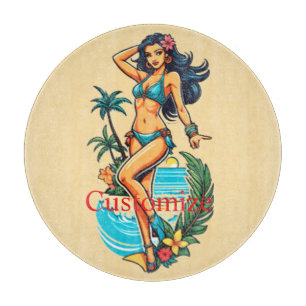 Niedliche Blackhaired Bikini Beach Girl Thunder_Co Schneidebrett