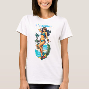 Niedliche Blackhaired Bikini Beach Girl Thunder_Co T-Shirt