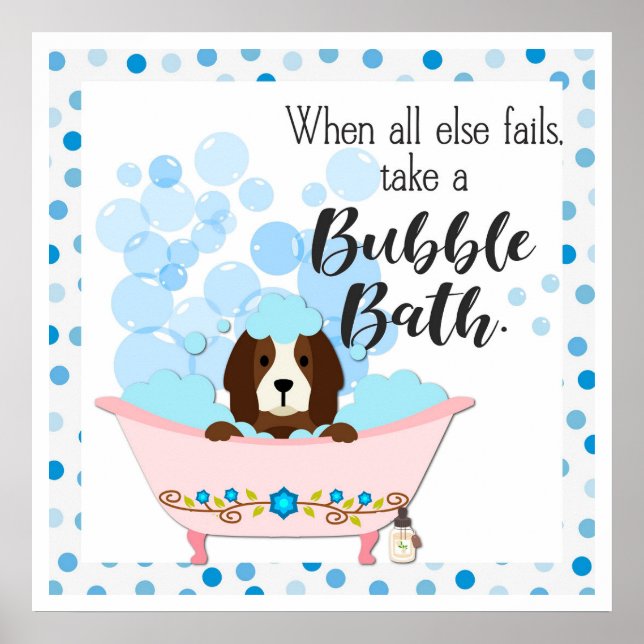 Niedliche Blase Bath Cartoon Dog Bad Poster (Vorne)