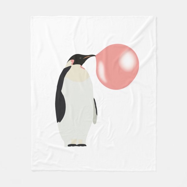Niedliche Blase Gum Pinguin Blasen Blase Fleecedecke (Vorderseite)