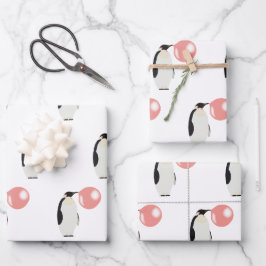 Niedliche Blase Gum Pinguin Blasen Blase Geschenkpapier Set