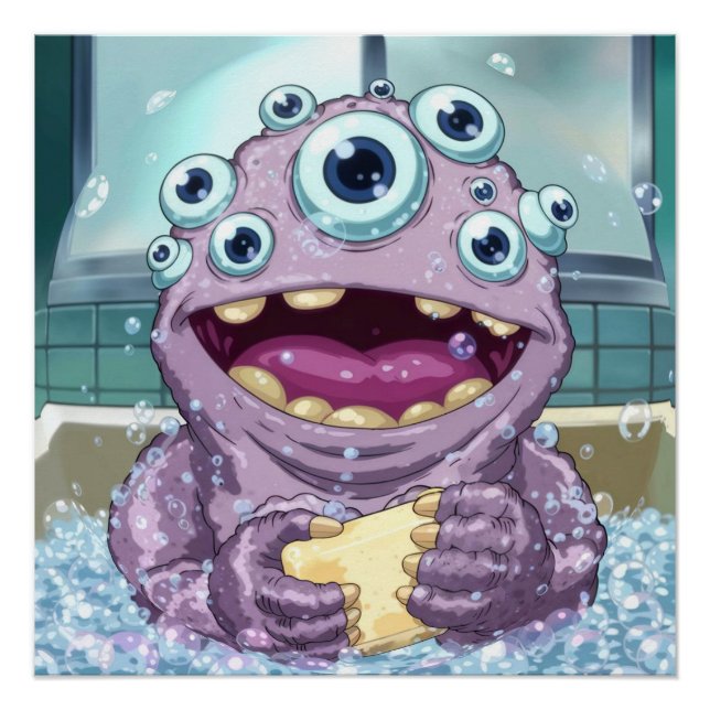 Niedliche Blase Monster Poster Wand Kunst Kinder B (Vorderseite)