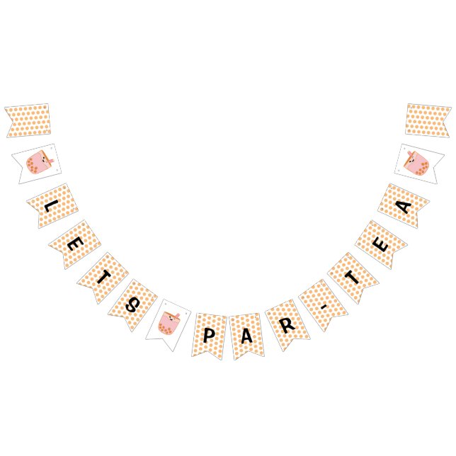 Niedliche Blase Tee Boba Party Polka Dot Wimpelkette (Alle)