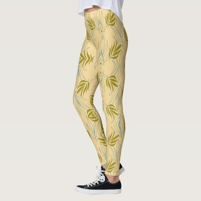 Niedliche Blätter auf rosa Muster Leggings (Links)