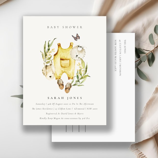 Niedliche Blattfolie Gelbe Kleidung Kinderdusche Postkarte (Von Creator hochgeladen)