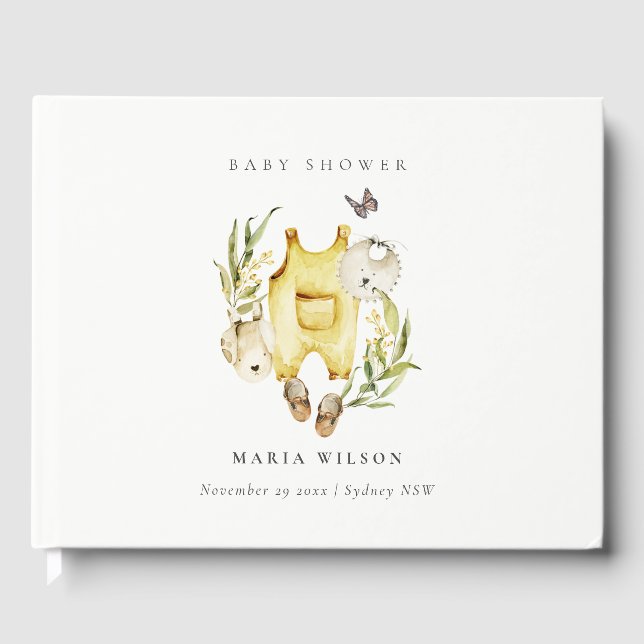 Niedliche Blattkleidung Babydusche Gästebuch (Vorderseite)