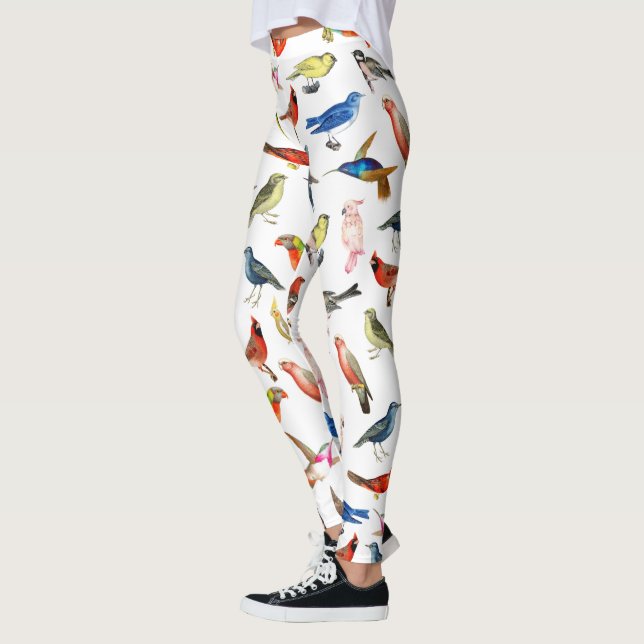 Niedliche, blau-blaue tropische, bunte Vögel Leggings (Links)