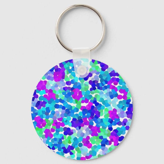 Niedliche blaue Aqua-violette Pinky-Muster Gepäcka Schlüsselanhänger (Vorderseite)