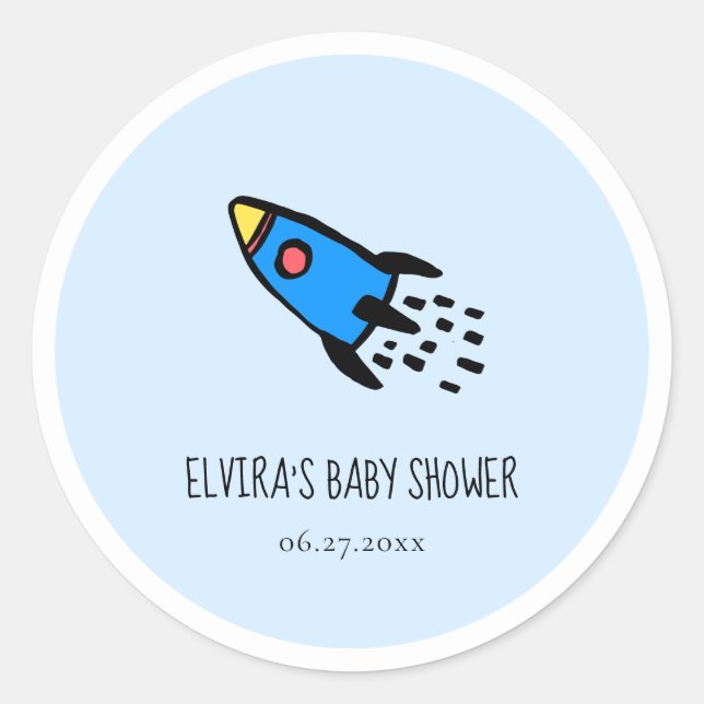 Niedliche blaue Babynadel Babydusche Runder Aufkleber (Vorderseite)