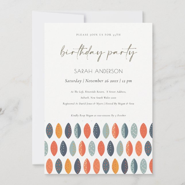 Niedliche blaue Blätter Botanisch jedes Alter Gebu Dankeskarte (Vorderseite)