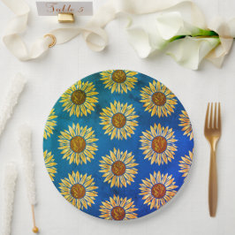 Niedliche blaue Blumenpapiere Teller