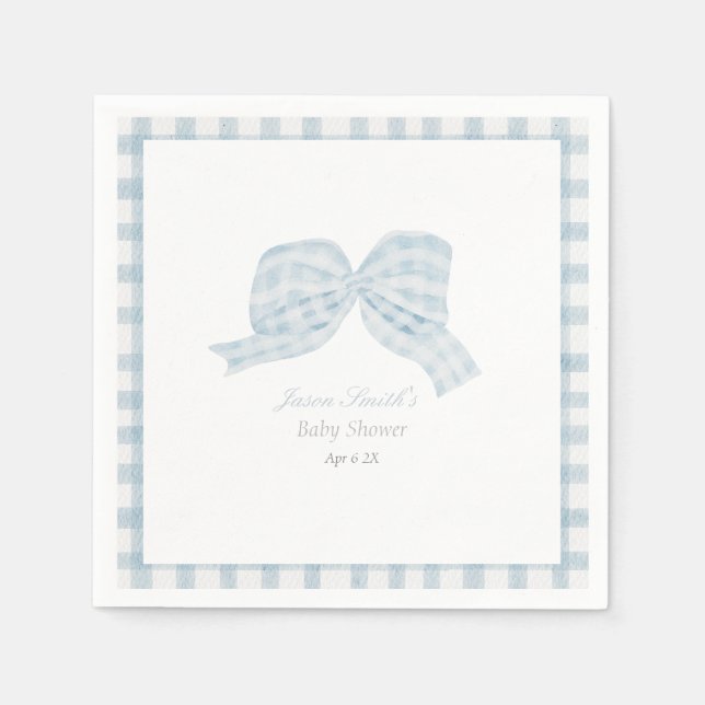Niedliche blaue Bugband-Babydusche Serviette (Vorderseite)