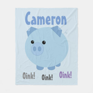 Niedliche blaue Chubby Schwein-Fleece-Decke Fleecedecke