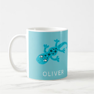 Niedliche blaue Eidechse Gecko Name Tasse für Kind