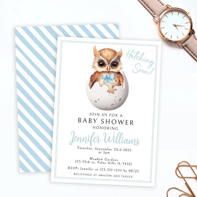 Niedliche blaue Eule schlüpfen Babydusche Einladun Einladung (Von Creator hochgeladen)