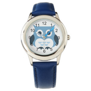 Niedliche blaue Eulen-Illustration Armbanduhr