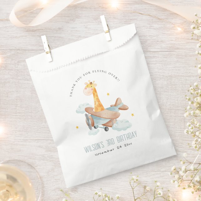 Niedliche Blaue Fliege über Giraffe tierisches Flu Geschenktütchen (Ausgeschnitten)